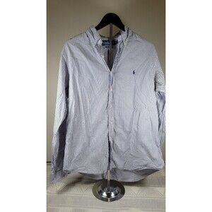 Ralph Lauren Custom‎ Fit Men’s Button-Down Shirt 16 (40-41) Blue White Stripe